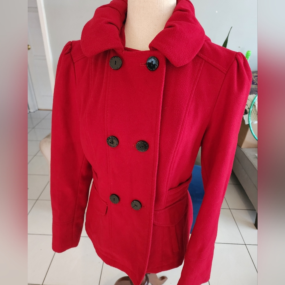 Women's Red Double-Breasted Coat